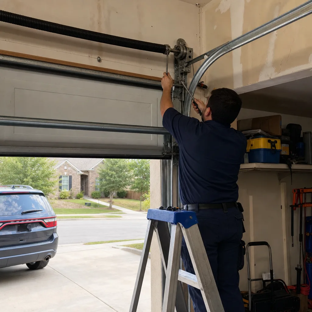 Emergency Garage Door in Oak Leaf